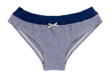 Blue and white striped women's Cotton panties simple Isolate on white