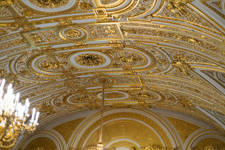 Golden ceiling in the Hermitage Museum, St. Petrburgのeditorial素材