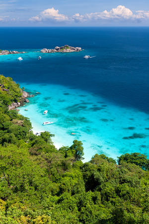 tropical bay with boats, from the point of viewの写真素材