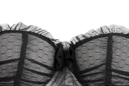 Black Lace Bra closeup on a white background.の写真素材