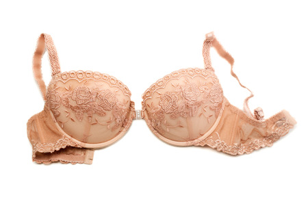 Beige push-up bra. Isolate on white.の写真素材