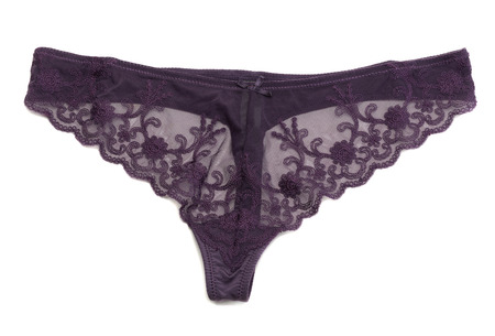 Purple lace panties. Isolate on white.の写真素材