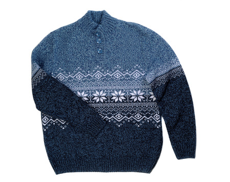 Knitted sweater with snowflake pattern, isolate on whiteの写真素材