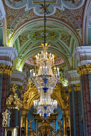 Chandeliers in the church. St. Petersburg. Russia.のeditorial素材