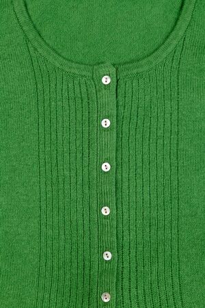 Green wool sweater, texture, collar, close-up