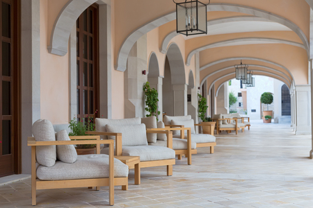 foyer of the hotel with sofas and marble floorsのeditorial素材