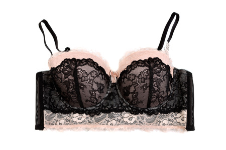 Black with beige bra. Isolate on white backgroundの写真素材