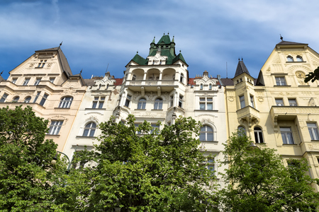 facade of the building in the Jewish quarter in Pragueの写真素材