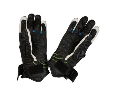 Sports leather ski gloves. Isolate on white backgroundの写真素材