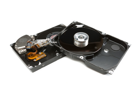 Disassembled HDD. Isolate on white background