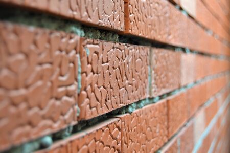 Red brick wall with slight blur.の写真素材