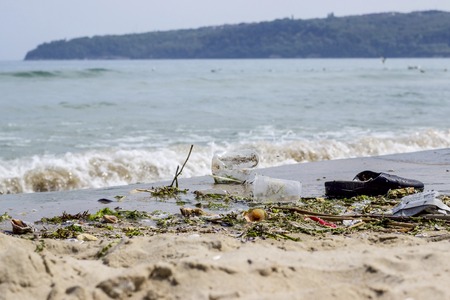 The pollution of the sea affects the climate and kills all life in the seaの写真素材