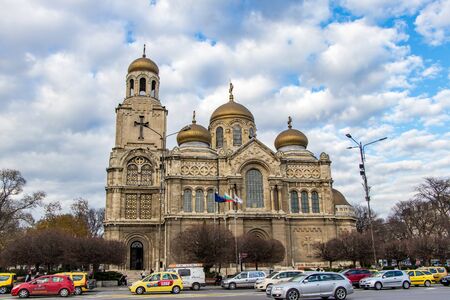 The Cathedral of the Assumption in Varna, Bulgaria. Completed in 1886, and also known as the Dormition of the Theotokos Cathedral.のeditorial素材