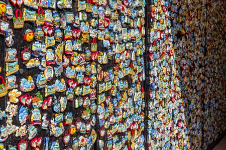 sale of souvenir magnets at the resort Bulgaria.Sunny beach.25.08.2018