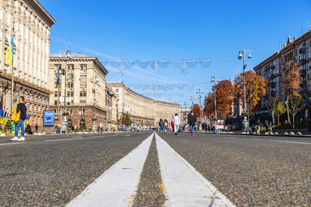 main street of the center of the capital of Ukraine Khreshchatyk Ukraine, Kiev 10.11.2018のeditorial素材