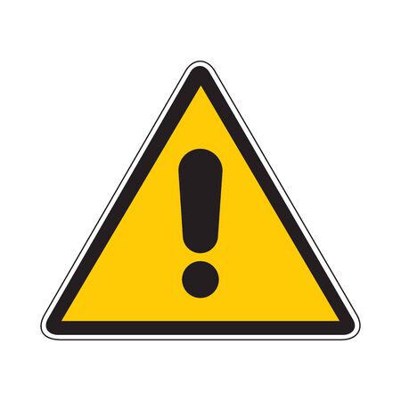 Hazard warning attention sign with exclamation mark symbol on whiteのイラスト素材