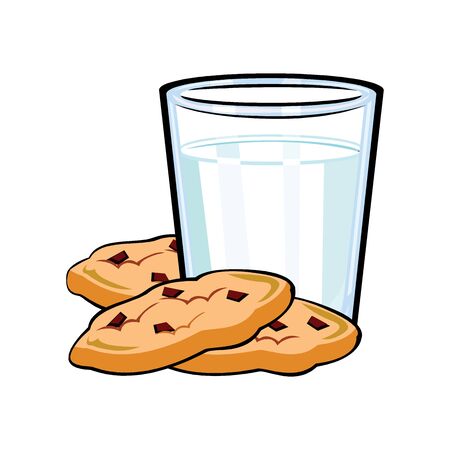 A glass of milk and cookies for Santaのイラスト素材