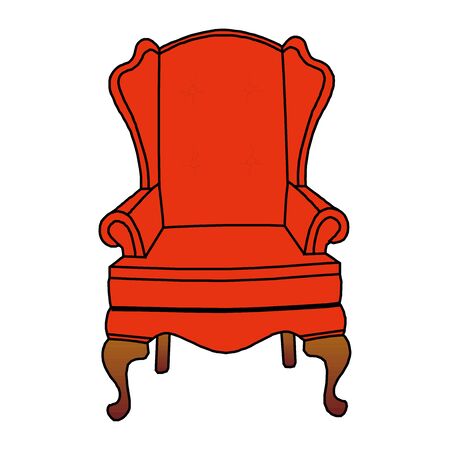 Luxurious armchair with high backrest vector illustration isolated on white background. Gilded royal throne, exclusive old carved furniture from expensive materials iconのイラスト素材