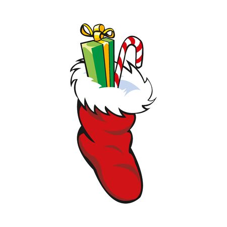 Christmas Socks with Presents. Winter Vectorのイラスト素材