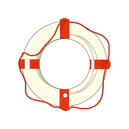 lifebelt, lifebuoy isolated on white high detailedのイラスト素材