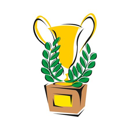 Golden trophy isolated on backgroundのイラスト素材