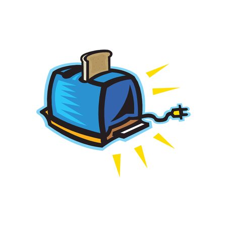 toaster and bread vector icons. Technology for cookingのイラスト素材