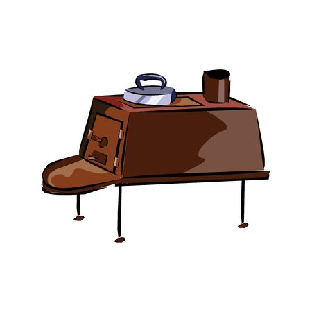 A traditional retro-styled wood burning stove heater.のイラスト素材
