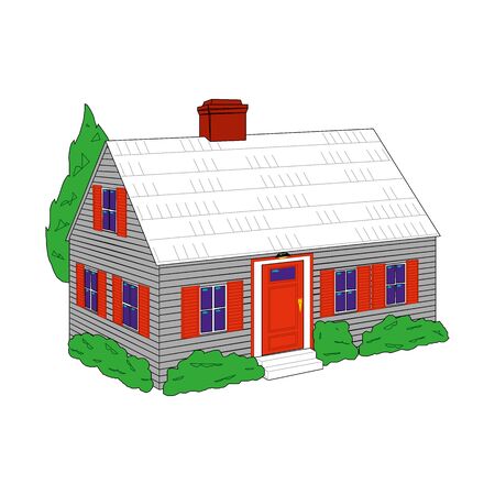 Isometric icon house home. Residence building the city landscape three-dimensional vector symbol conceptのイラスト素材