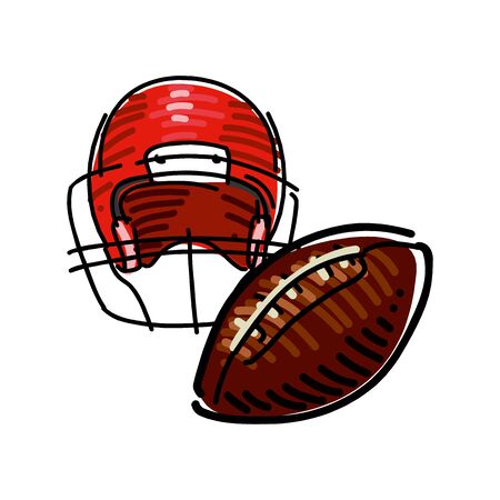 American Football ball isolated on a white background. Realistic Vector Illustration. Rugby sport.のイラスト素材