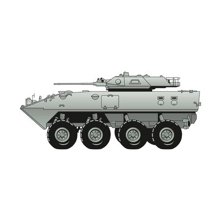 Tank isolated on white background. Vector Military machine. Tank logotype. Black and white tank icon.のイラスト素材