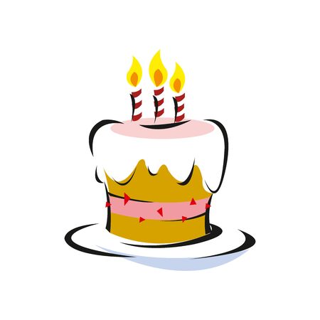 Birthday cake isolated on a white backgroundのイラスト素材