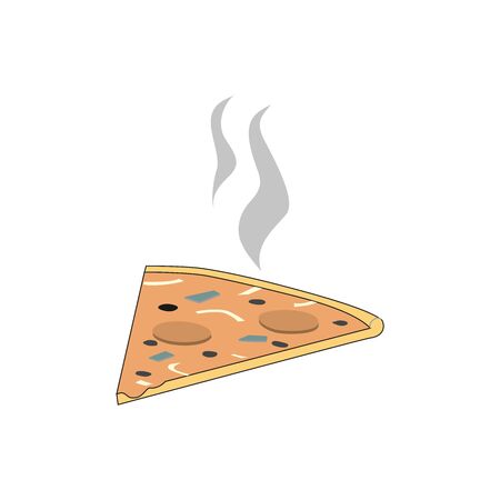 Vector image of creative pizzas meats. Icon Italian pizza. A slice of pizza for the design of advertising for your restaurant business.のイラスト素材