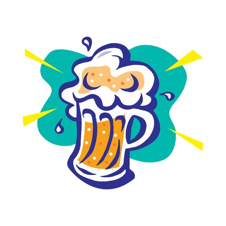 Excellent Isolated glass of beer with drops. Vector illustrationのイラスト素材