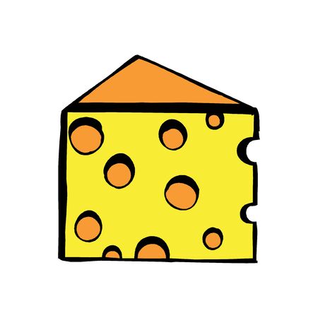 Triangular piece of cheese, cheese icon 3d, cheese realistic foodのイラスト素材