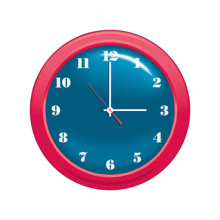 vector red wall clock isolated on white background