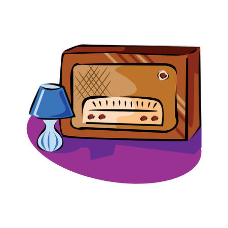 illustration of vintage antique radio on white backgroundのイラスト素材