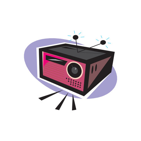 illustration of vintage antique radio on white backgroundのイラスト素材