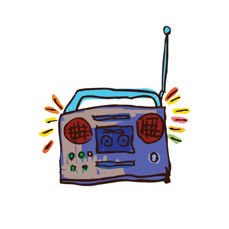 illustration of vintage antique radio on white backgroundのイラスト素材