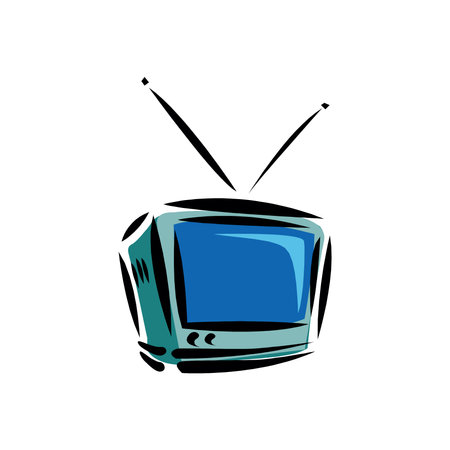 Vector illustration of old-fashioned four legged TV isolated on white background.のイラスト素材