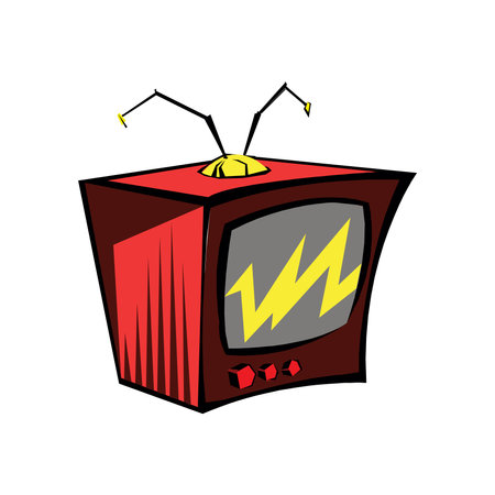 Vector illustration of old-fashioned four legged TV isolated on white background.のイラスト素材