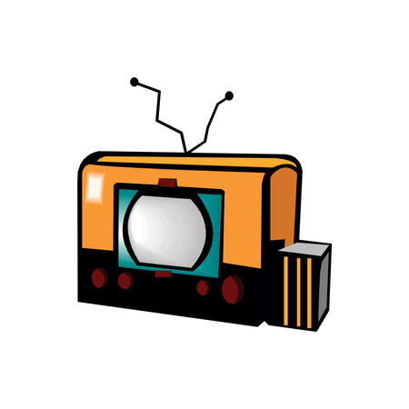Vector illustration of old-fashioned four legged TV isolated on white background.のイラスト素材