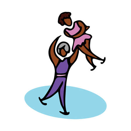 Vector Illustration of figure skating cute girl training on the iceのイラスト素材