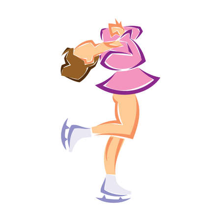 Vector Illustration of figure skating cute girl training on the iceのイラスト素材