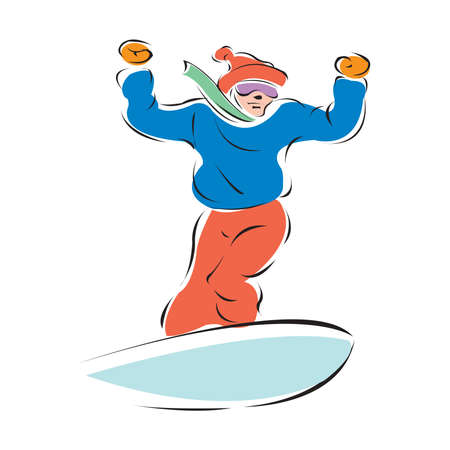 snowboarder jumping sport vector illustration isolated on a white backgroundのイラスト素材