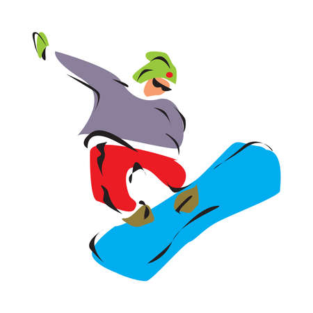 snowboarder jumping sport vector illustration isolated on a white backgroundのイラスト素材