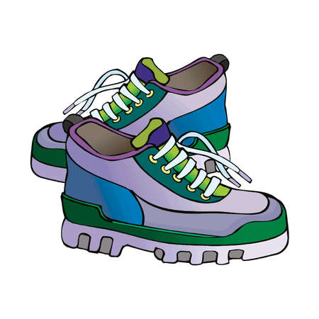 Vector Cartoon Illustration - Extreme Hiking Boots. Front Viewのイラスト素材