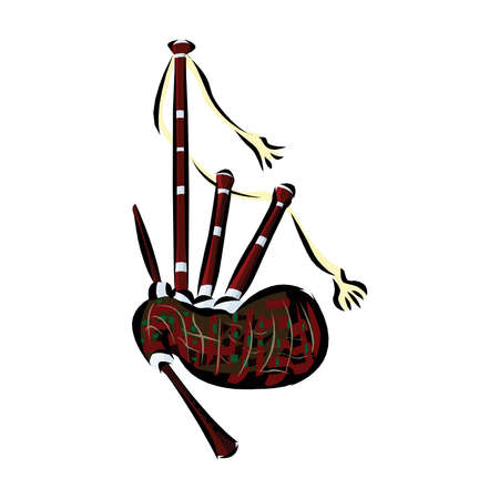 Vector flat style Scottish traditional musical instrument bagpipes. Icon for web. Isolated on white background in EPS10のイラスト素材