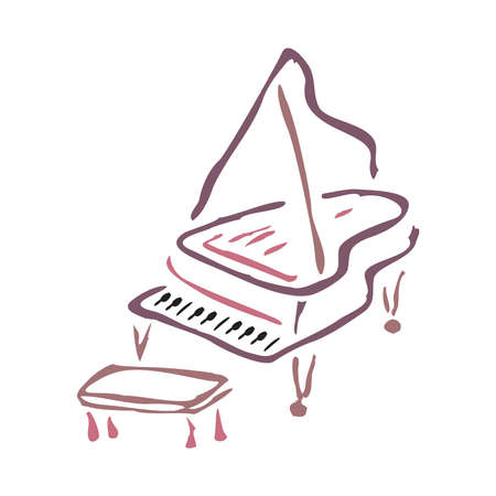 Line Art. Piano. Vector illustration isolated on a white background in EPS10のイラスト素材