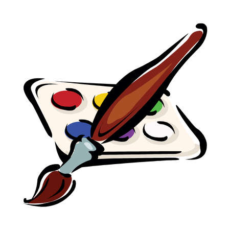 Paint brush with palette vector icon in flat style isolated on a white background in EPS10のイラスト素材