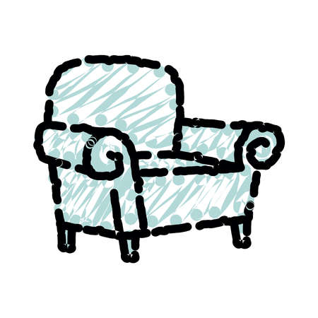 Modern colorful soft armchair with upholstery. Armchairs for room design games. Cushioned furniture, room decoration, interior design isolated on white. Vector illustration flat style.のイラスト素材
